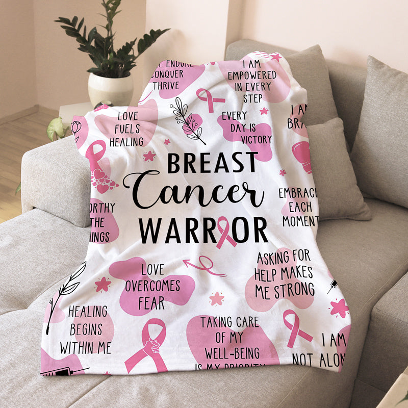 Pink Breast Cancer Awareness Throw Blanket - A Comforting and Thoughtful Gift for Survivors, a Supportive Women's Cancer Care Accessory, Versatile All-Season Flannel Bedding.