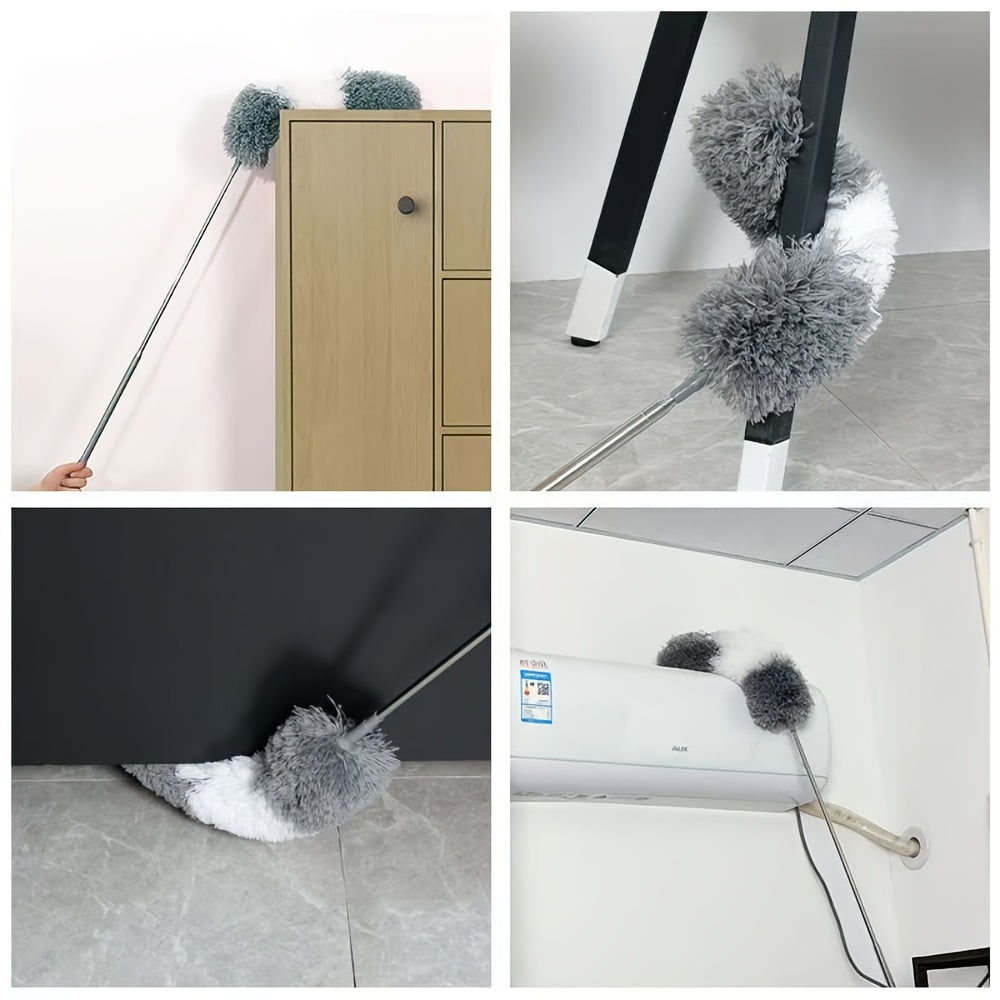 The Telescopic Dust Removal Broom is a versatile cleaning tool perfect for removing dust from ceilings, furniture, and cars. With its retractable microfiber mop and bendable head, this reusable and washable tool is ideal for high ceilings and