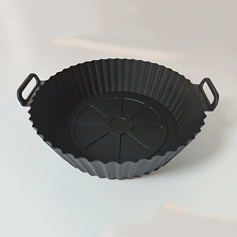 Upgrade your air fryer with our 8-inch reusable silicone liner. This non-stick, easy-to-clean, and heat-resistant liner can withstand temperatures up to 500°F, making it perfect for 3-7 QT air fryers. It fits most models and is an essential kitchen