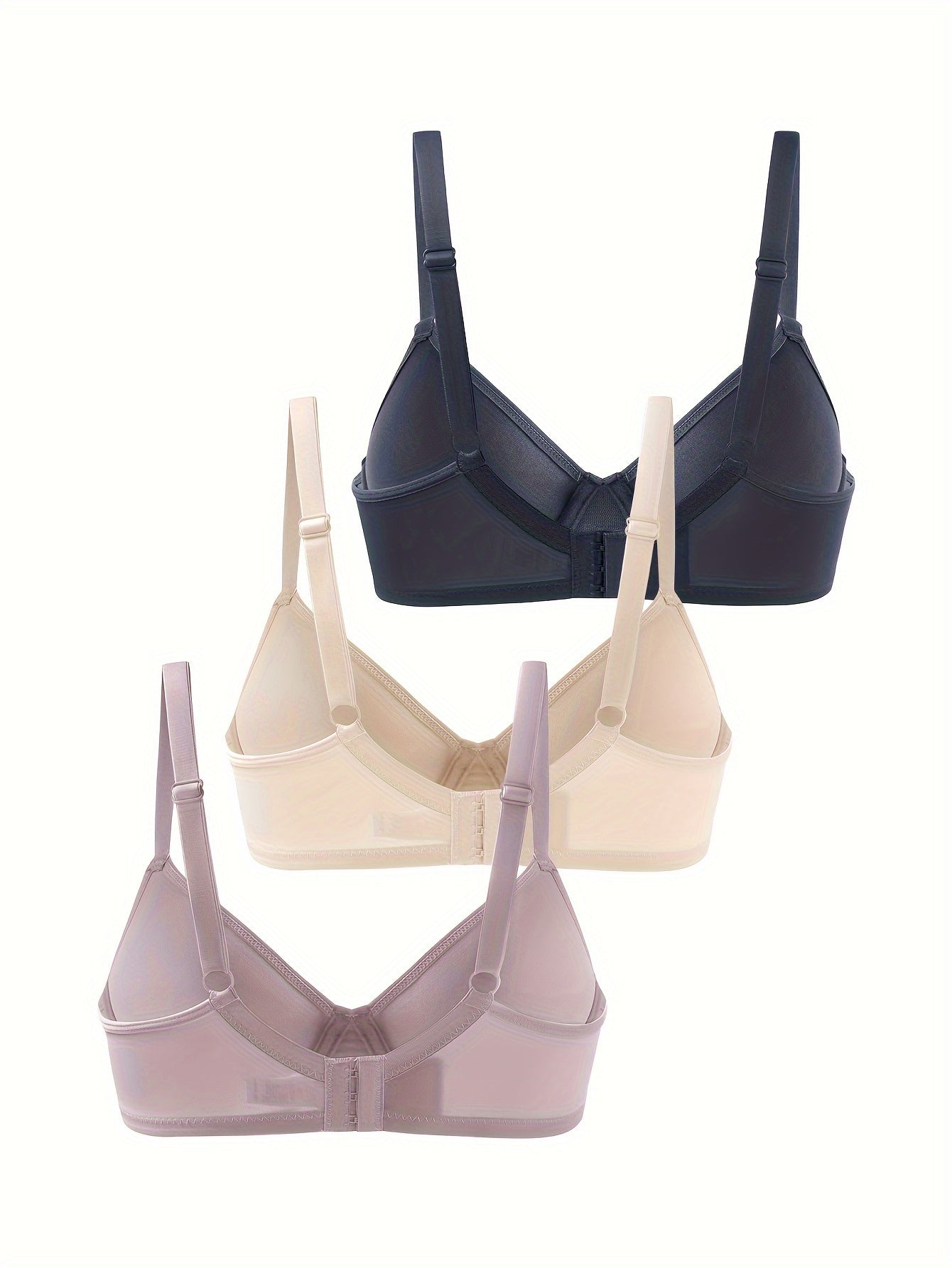 3 Simple Solid Push Up Bras for Everyday Comfort - Women's Lingerie & Underwear