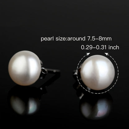 S925 Silver Stud Earrings with Natural Freshwater Pearls - Elegant and Versatile Flat Round Pearl Studs for Daily Wear or Special Occasions