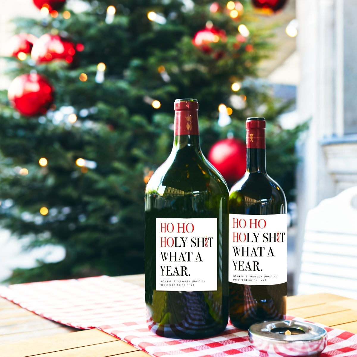 6 Funny Christmas Wine Labels - Great Gift for Mom, Employees & White Elephant Parties