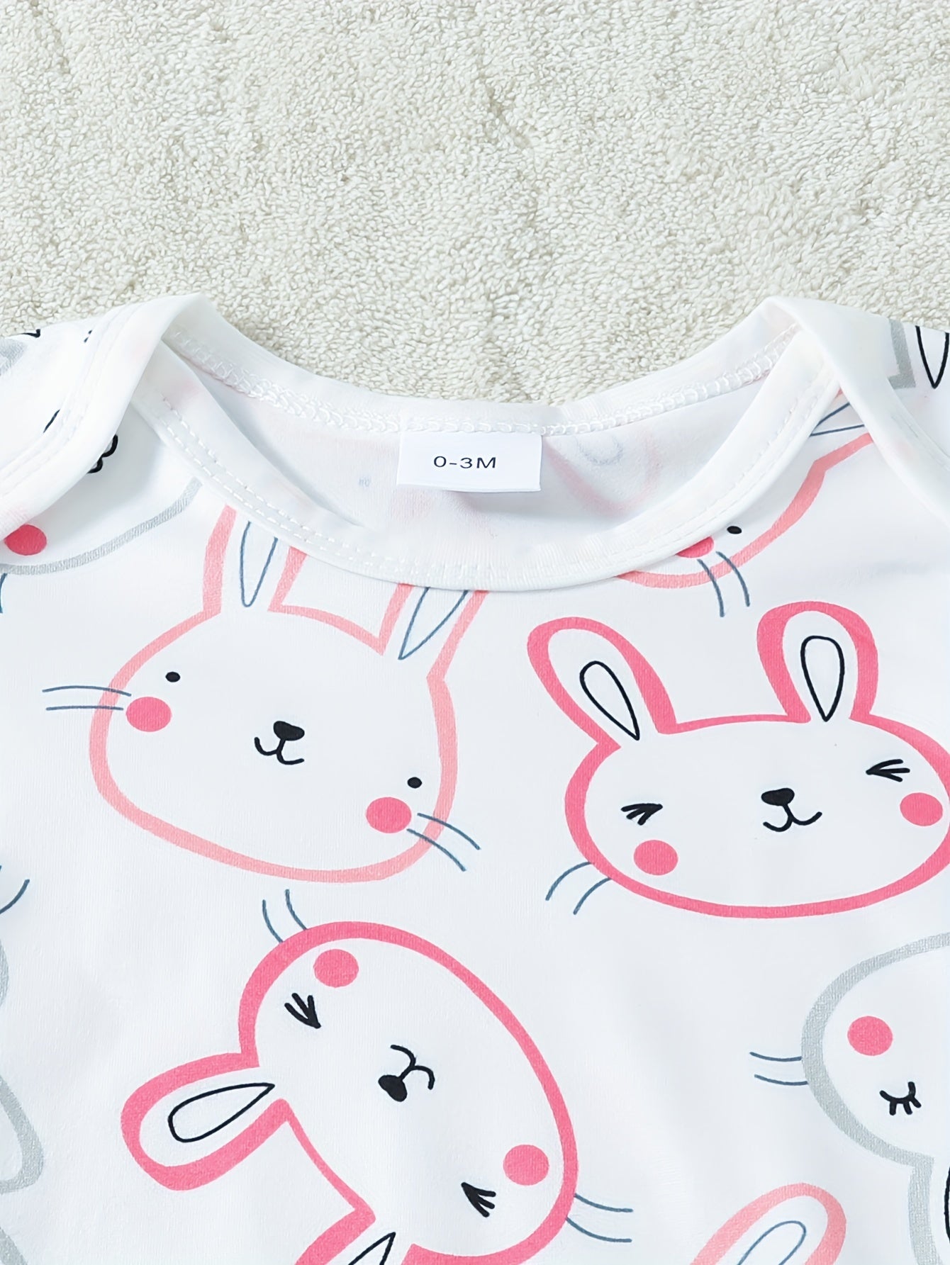 Set of six cute bunny-themed short-sleeve onesies for outdoor wear