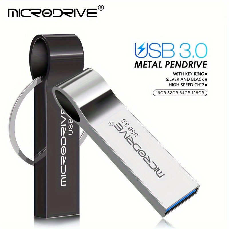 High Speed USB 3.0 Metal Pen Drive with Ring Clasp Pattern - Store your files securely!