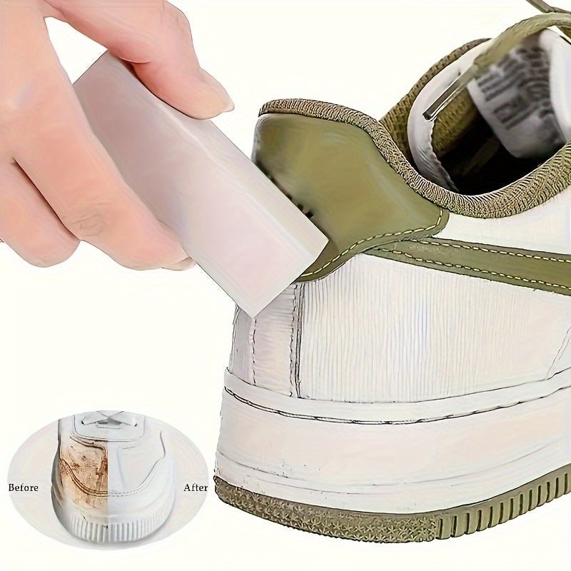 Magic Shoe Eraser cleans and brightens without water, perfect for faux leather and sneakers. Great for boots and clothing.