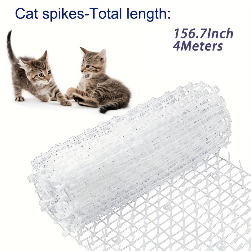 Cat Scat Mat with Plastic Spikes, 198.12cm/3.99m - Durable deterrent for cats indoors & outdoors, protects gardens, yards, couches. Keep your spaces safe.