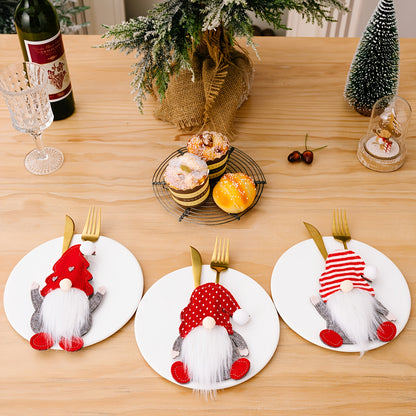 1 set of 6 faceless old man Christmas decorations without knife and fork.