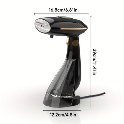 The Handheld Garment Steamer is a powerful 1500W device that heats up quickly, featuring a large water tank and automatic shut-off. With continuous steam capabilities and a durable metal and plastic construction, this steamer effectively removes