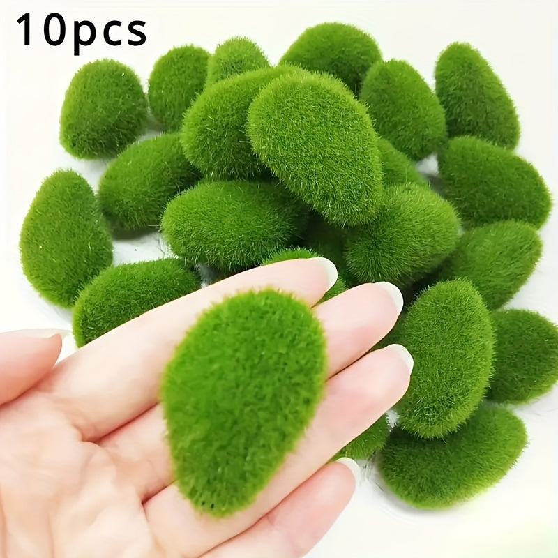 10 pieces of simulated moss green grass miniature decor - ideal for DIY fairy gardens, aquariums, and outdoor spaces to enhance natural charm and aesthetics.