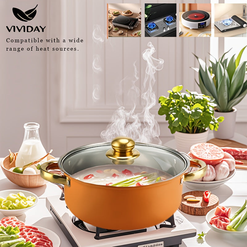 Stainless Steel Induction Cookware Set - 10 Pieces Including Frying Pan, Covered Cooking Pot, and Casserole - Easy to Store, Comes in Different Sizes with Glass Lid - Suitable for All Stovetops, Great for Gifting, Perfect for Festivals, Electric Cookware