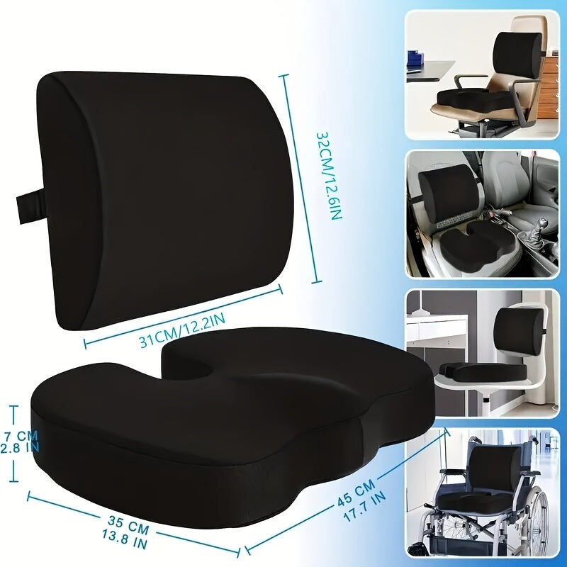 1 piece Memory Foam Slow Rebound Cushion Set for car, office, restaurant, and kitchen seats, providing heightening, hip protection, lumbar support, and thickened comfort.