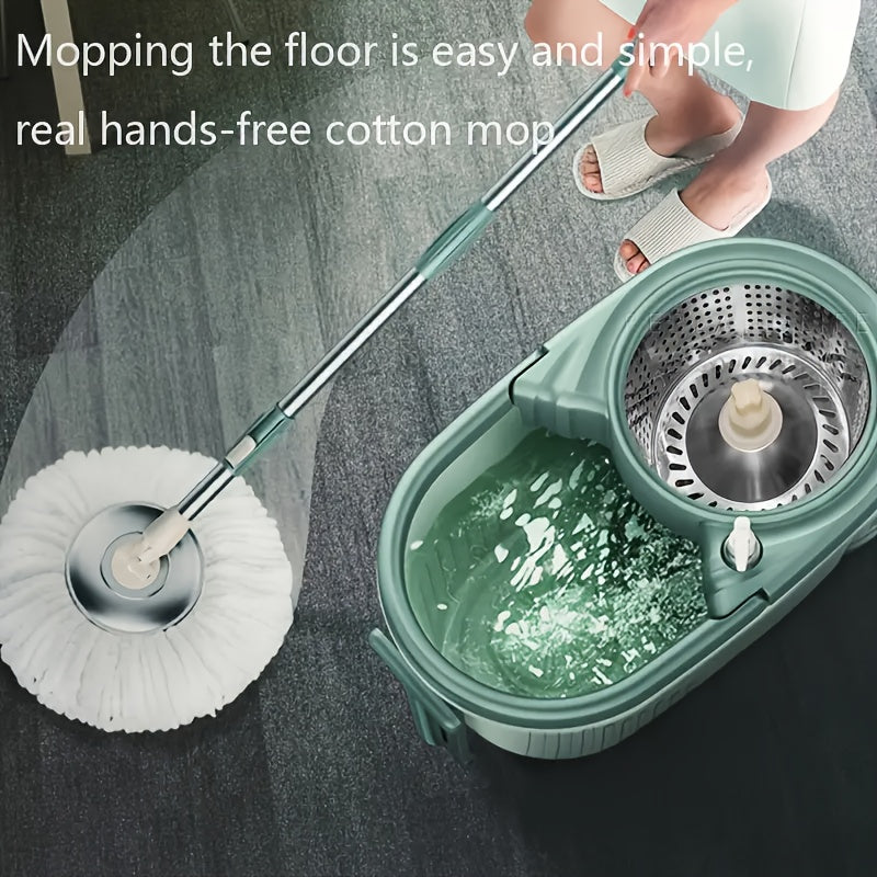 2pcs Teal Spin Mop and Bucket System with Wheels - Microfiber, High Absorbency | Adjustable Handle for Effortless Cleaning | Efficient Tool | Microfiber Technology