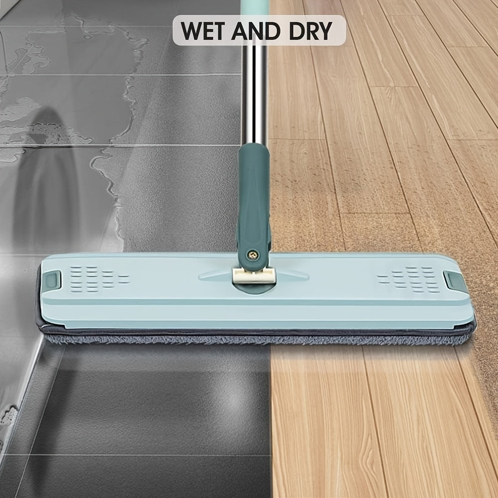 Simple-Care Flat Mop Kit - Suitable for Wet & Dry Surfaces, Gentle on All Surfaces in Kitchen, Bathroom, Living Room - No Electricity Required, Long-Lasting Plastic Materials