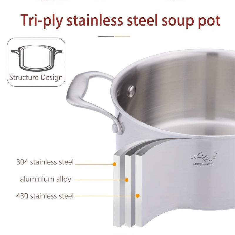 Upgrade your kitchen with our Premium 2.5L Tri-Ply Stainless Steel Soup Pot. This induction-compatible pot is designed for durability and comes with a lid to help you create perfect soups, stews, and sauces. Don't miss out on this versatile cookware