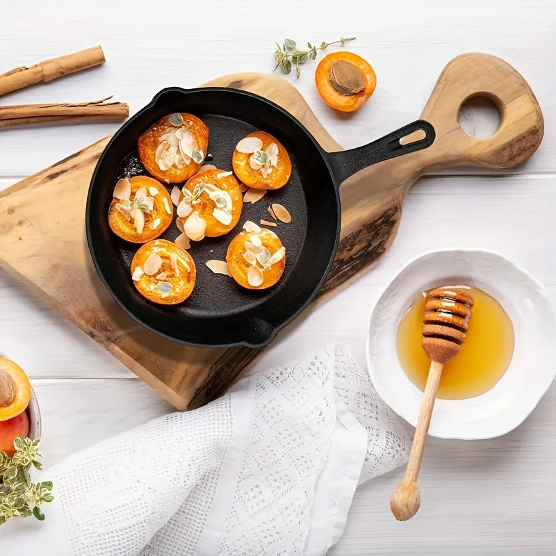 Cast Iron Skillet Set with Scraper & Lid - 3 Pieces, Pre-Seasoned Non-Stick Cookware for Frying, Stirring, and Baking - Must-Have Kitchen Tools.