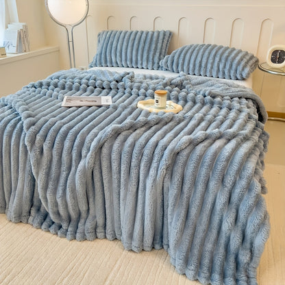 Soft and cozy striped throw blanket with ultra-plush feel - perfect for the bed, couch, or your furry friend - Ideal for all-season comfort and extra warmth during the winter months.