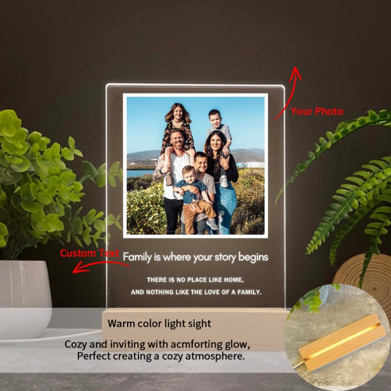 Illuminate memories with our Custom Acrylic Photo Collage Night Light! This personalized family picture frame LED display is the perfect gift for the Best Mom Ever. It doubles as a decorative illuminated keepsake featuring customizable text. Ideal for