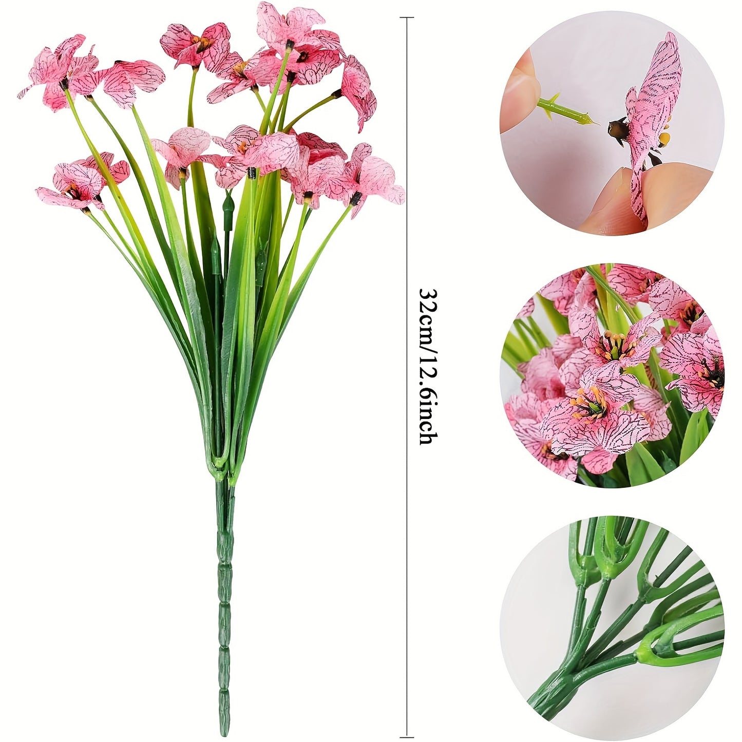 6 Bunches of UV Resistant Artificial Flowers for Outdoor and Home Decoration