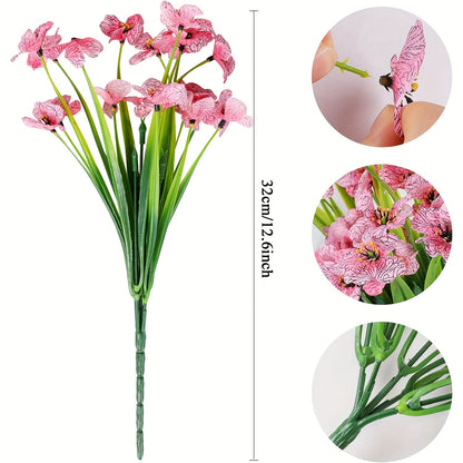 6 Bunches of UV Resistant Artificial Flowers for Outdoor and Home Decoration