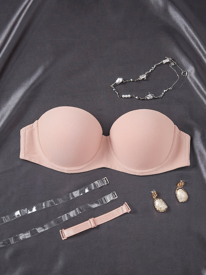 Stylish half cup underwire strapless push-up bra for women.