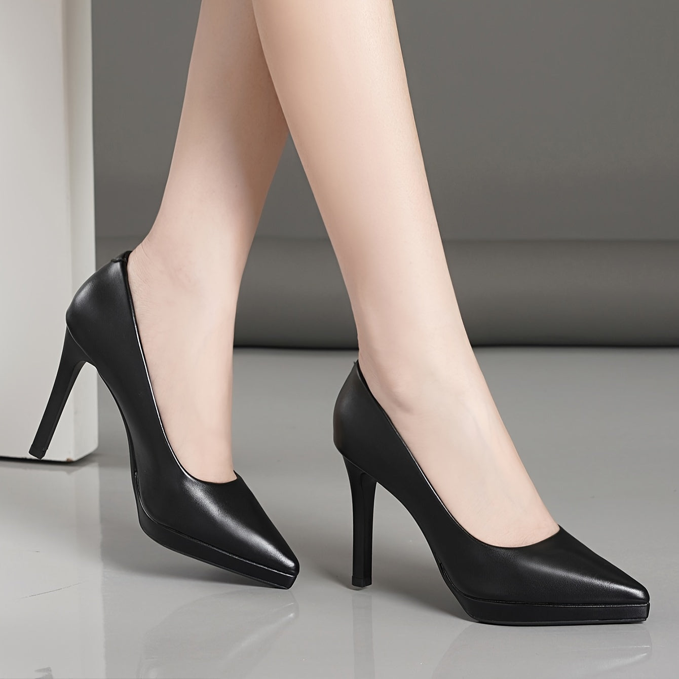 Chic stiletto high heels for work, with pointed toe and slip-on style for comfort.