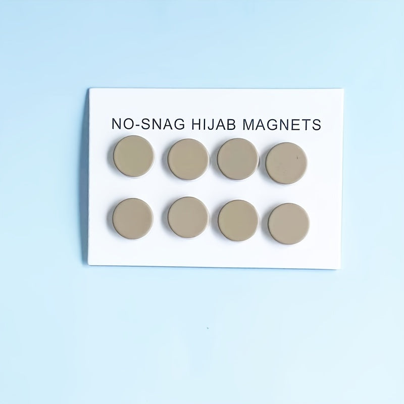 Set of 8 Minimalist Alloy Hijab Magnets with No-Snag Round Scarf Pins for Multipurpose Use