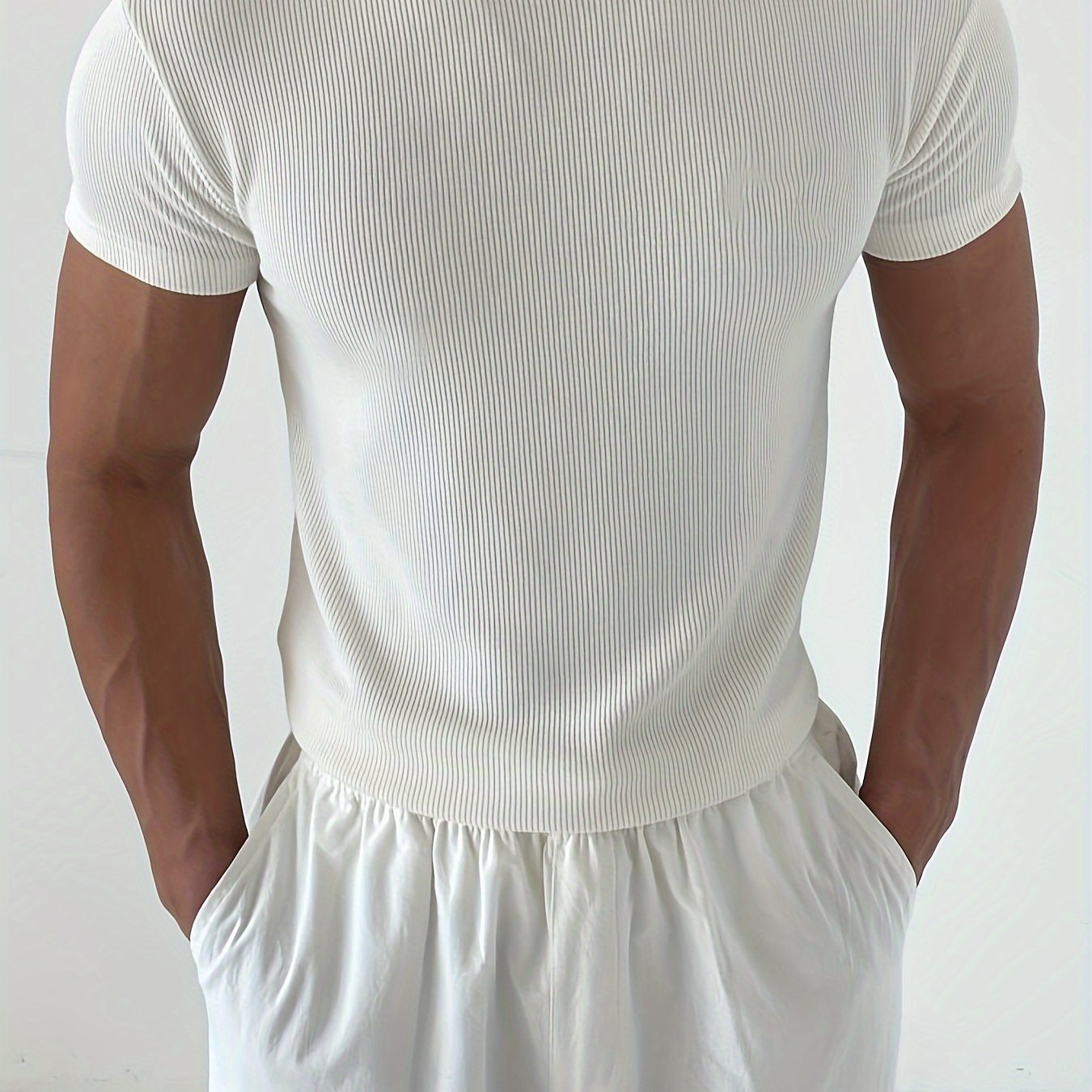 Men's slim-fit crew neck t-shirt for summer outdoor activities.