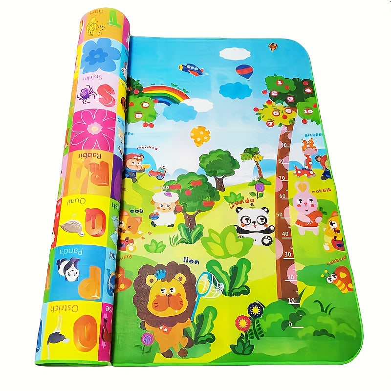 Two-Sided Baby Play Mat, Ideal for Ages 0-3, Measures 200x180cm, Made with PVC Surface, Safe Crawling Mat, Flippable Foam Floor Mat, Educational and Waterproof for Mess-Free Playtime.