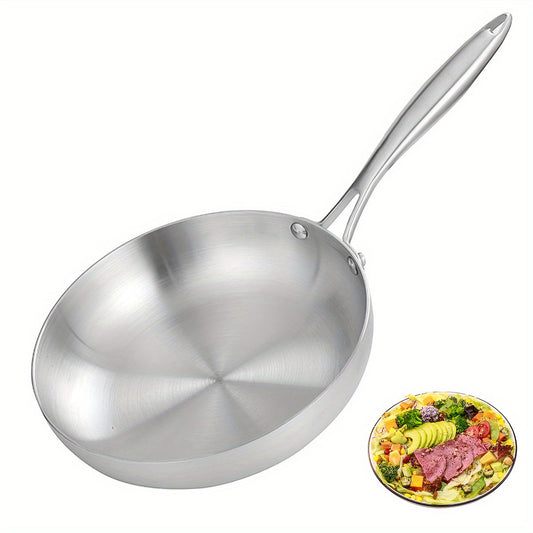 This Stainless Steel Skillet is versatile, non-stick, easy to clean, and has a durable and comfortable grip handle for effortless cooking. It is perfect for sautéing, frying, and baking, and is dishwasher safe, making it ideal for both home and