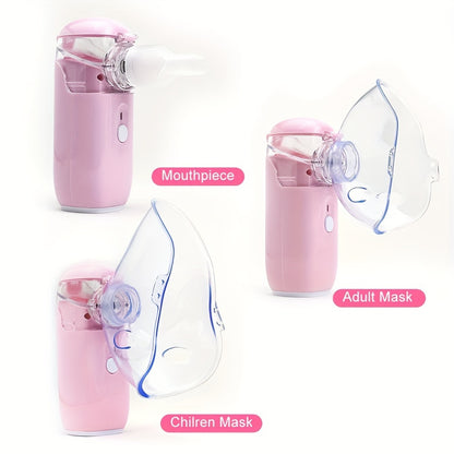 USB rechargeable handheld humidifier and facial steamer -- portable, fragrance-free moisturizing mist sprayer for home and office use, perfect beauty gift.