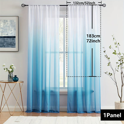 Elegant home decor - 1pc of gradient sheer curtains featuring top & bottom two-tone design in wear rod style.