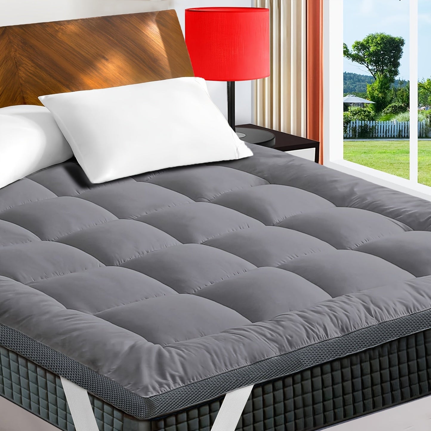 Experience ultimate comfort with our extra thick mattress topper. Specifically designed to provide relief for back pain, this air flow quilted fitted pad offers maximum breathability. The strong elastic bands ensure a secure fit for mattresses up to 21