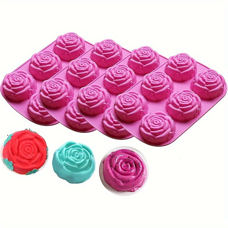 Silicone Rose Cake Mold with 6 Cavities in Pink - Heat Resistant, Ideal for French Desserts, Jelly, Pudding & Soap Making - Baking Tool for Valentine's Day & Christmas, Baking Accessories for DIY Crafters.