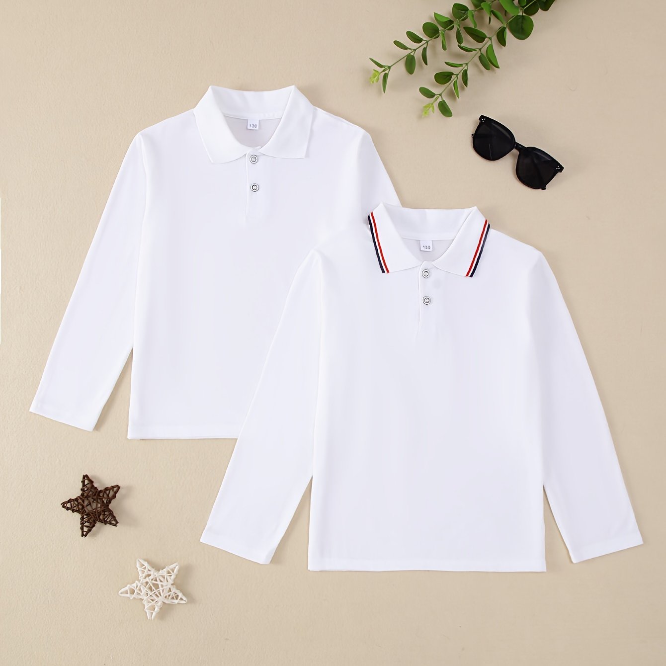 Boys Preppy Long Sleeve Lapel Shirt - 2-Pack for Spring and Autumn.