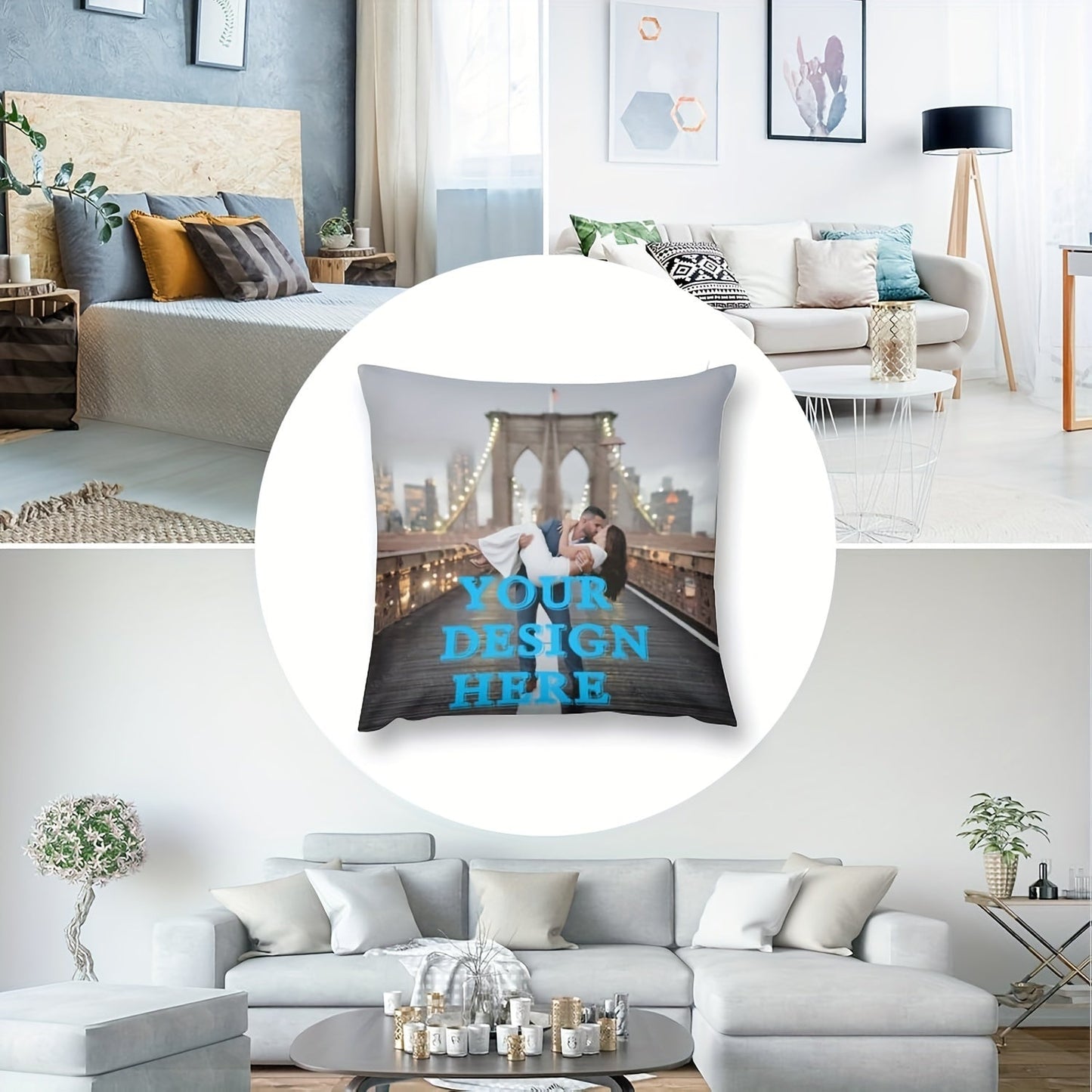 Get personalized throw pillow covers with your own photo or text design on soft polyester knit fabric. These single-sided print cushion covers are perfect for adding a touch of love or your furry friend to your home decor.