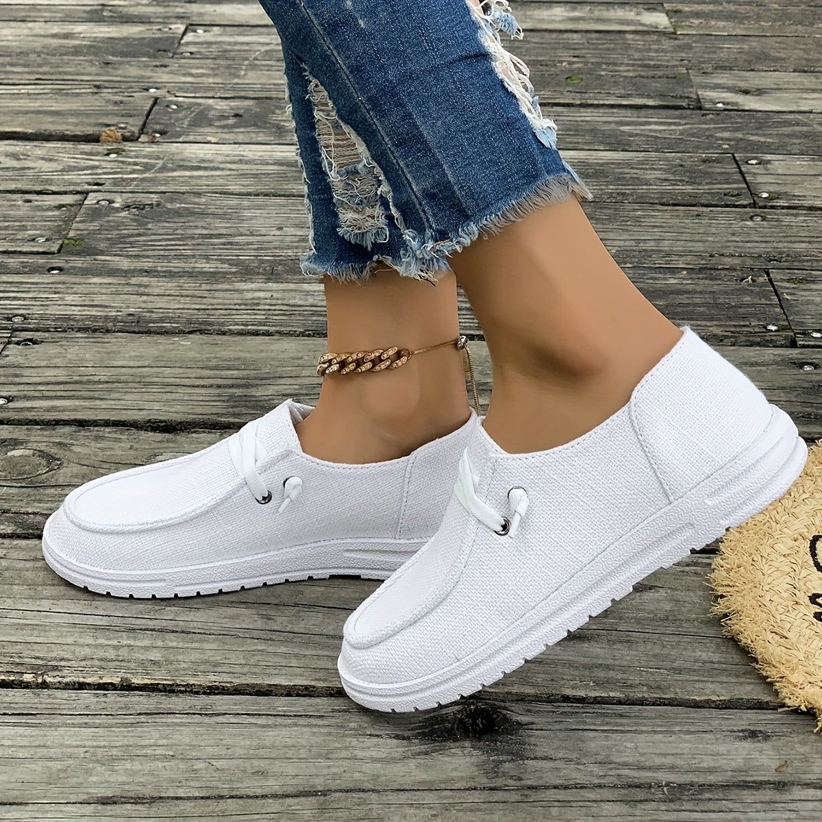 Women's fabric shoes with TPU sole and fabric insole - slip-on casual footwear with plain toe and simple, elegant design. Durable TPU sole, perfect for all seasons.