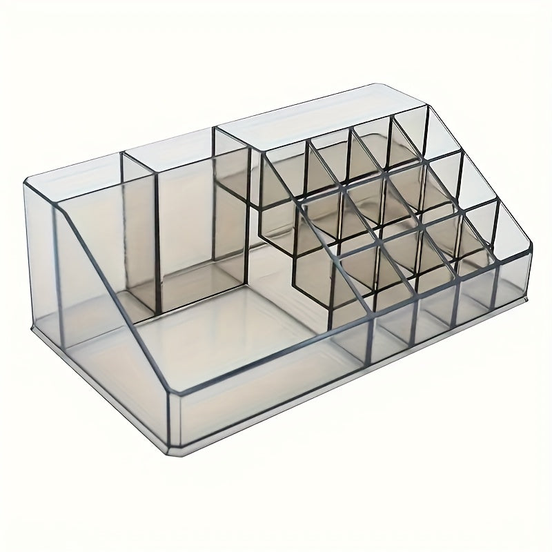 High-quality plastic storage rack with 16 open compartments, aesthetically pleasing and practical.