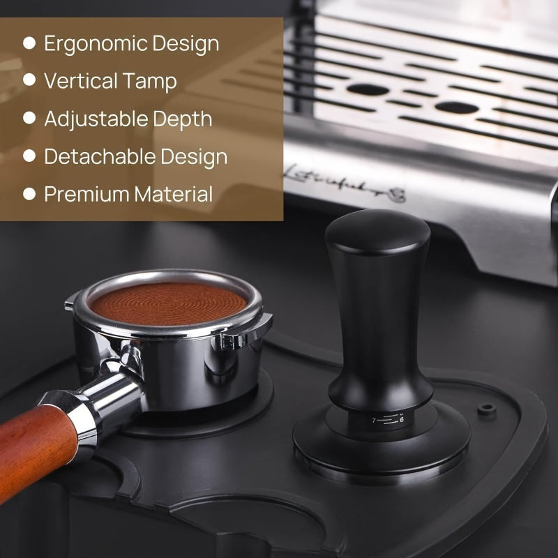 This high-quality Stainless Steel Espresso Tamper is designed for precision, with adjustable depth and a calibration spring to ensure the perfect tamping every time. Ideal for both professional baristas and home use.