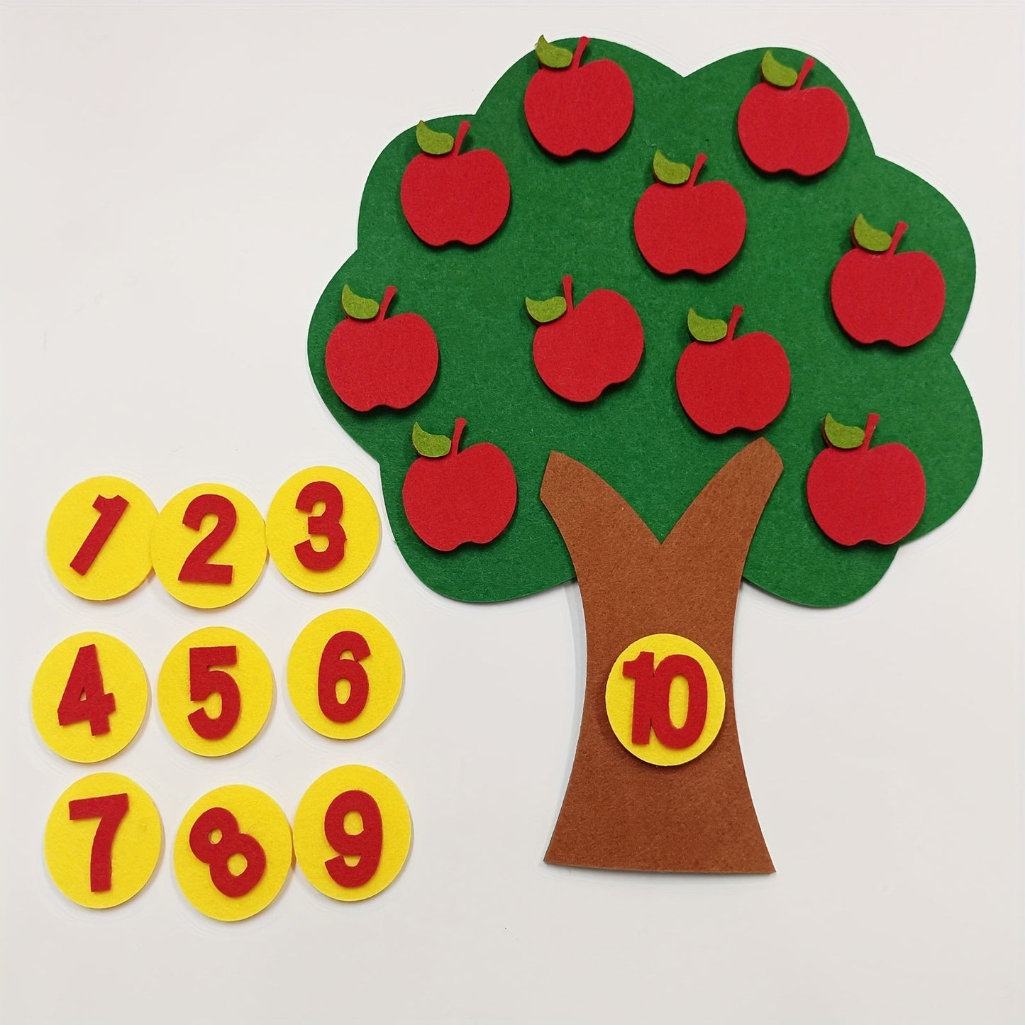 Educational Apple Tree Felt Board for Learning Numbers, Counting and Math Games for Kids in Preschool and Kindergarten, Includes Counters and Manipulatives for Hands-on Learning Fun