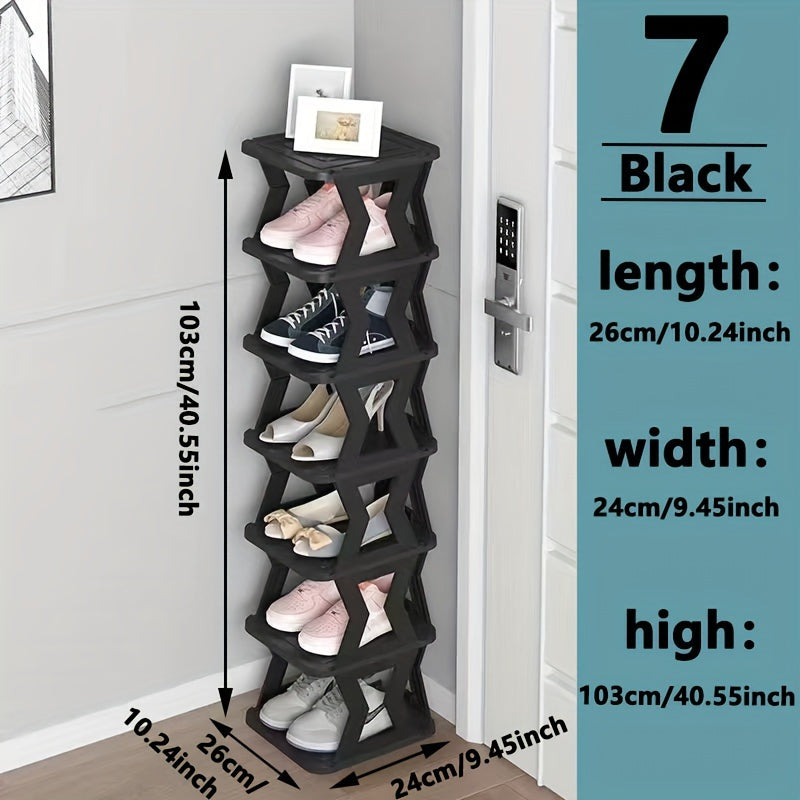 Folding Shoe Organizer with Multiple Tiers, Free-Standing Plastic Drying Rack for Home and Dorm Use. Ideal for Indoor Entryway Storage and Drying Shoes.