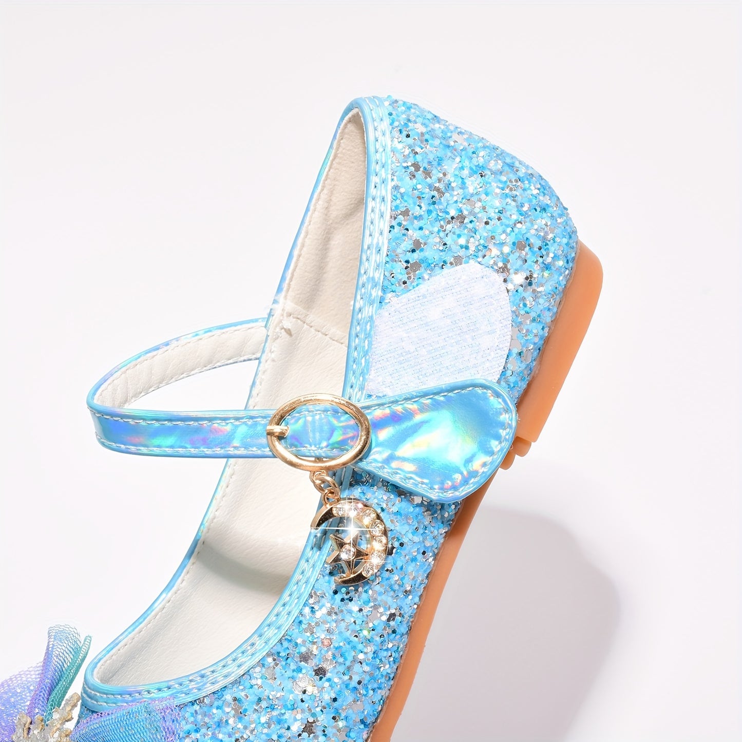 New blue crystal shoes for girls, perfect for little princesses with soft soles.