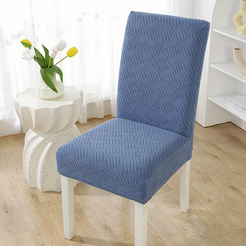 Elastic chair covers in sets of 2, 4, or 6 for restaurant and hotel dining chairs provide protection.