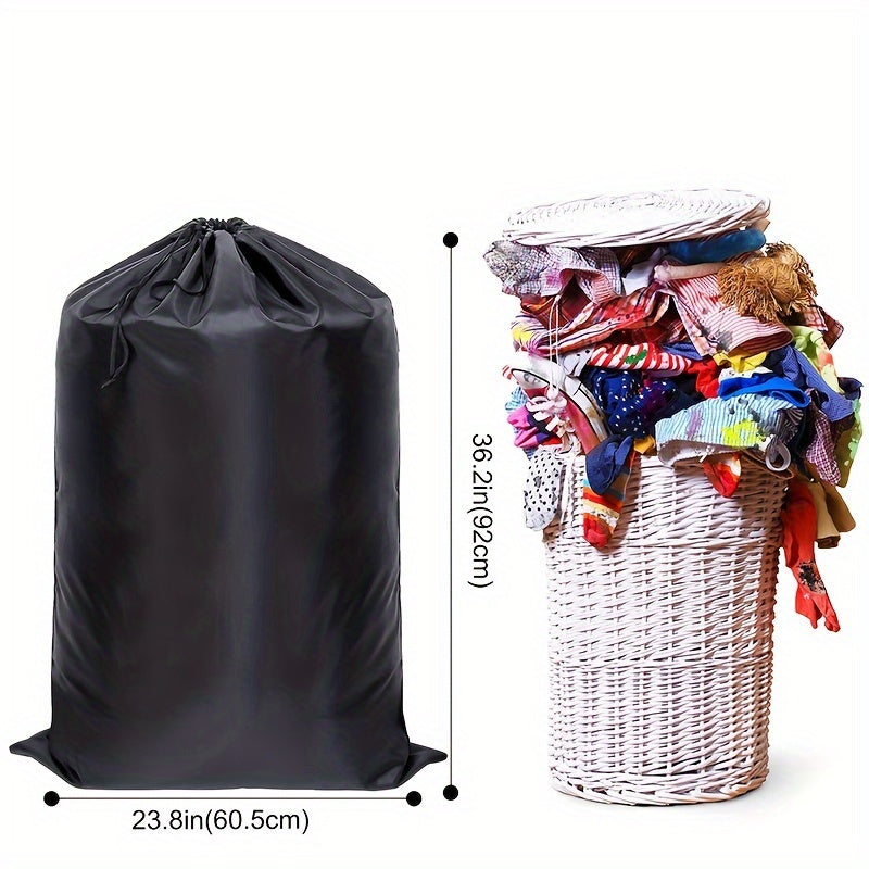 Large laundry backpack with drawstring, made for storing dirty clothes. Includes shoulder straps for easy portability. Ideal for dorms and homes, this durable wash bag saves space while traveling.