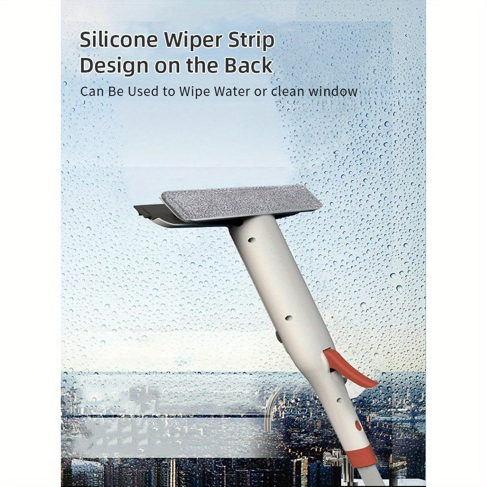 Durable Spray Mop with Silicone Scraper and Metal Handle - Versatile Cleaning Tool for Windows, Floors, and Bathroom Glass, Multi-functional Cleaner