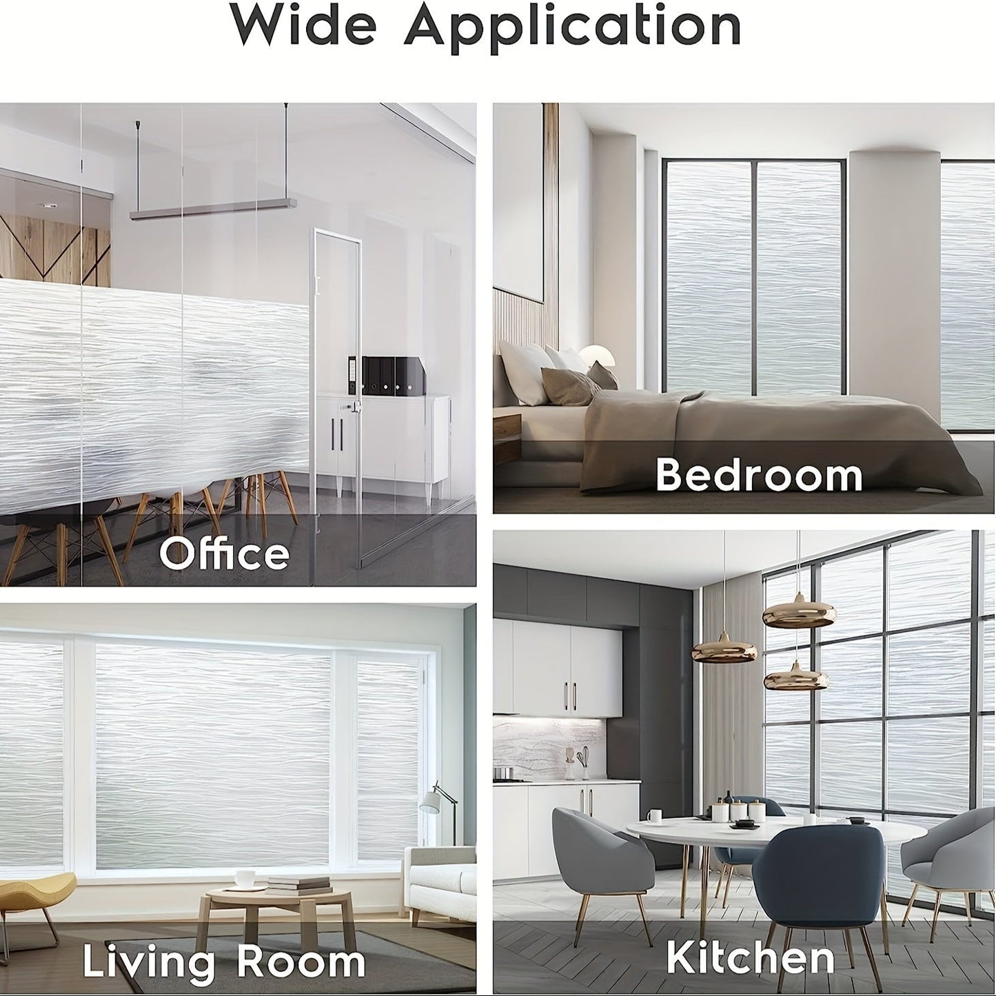 Frosted glass window film for one window, removable vinyl covering that blocks UV rays. Self-static cling, non-adhesive sticker for home, bathroom, or living room decor.