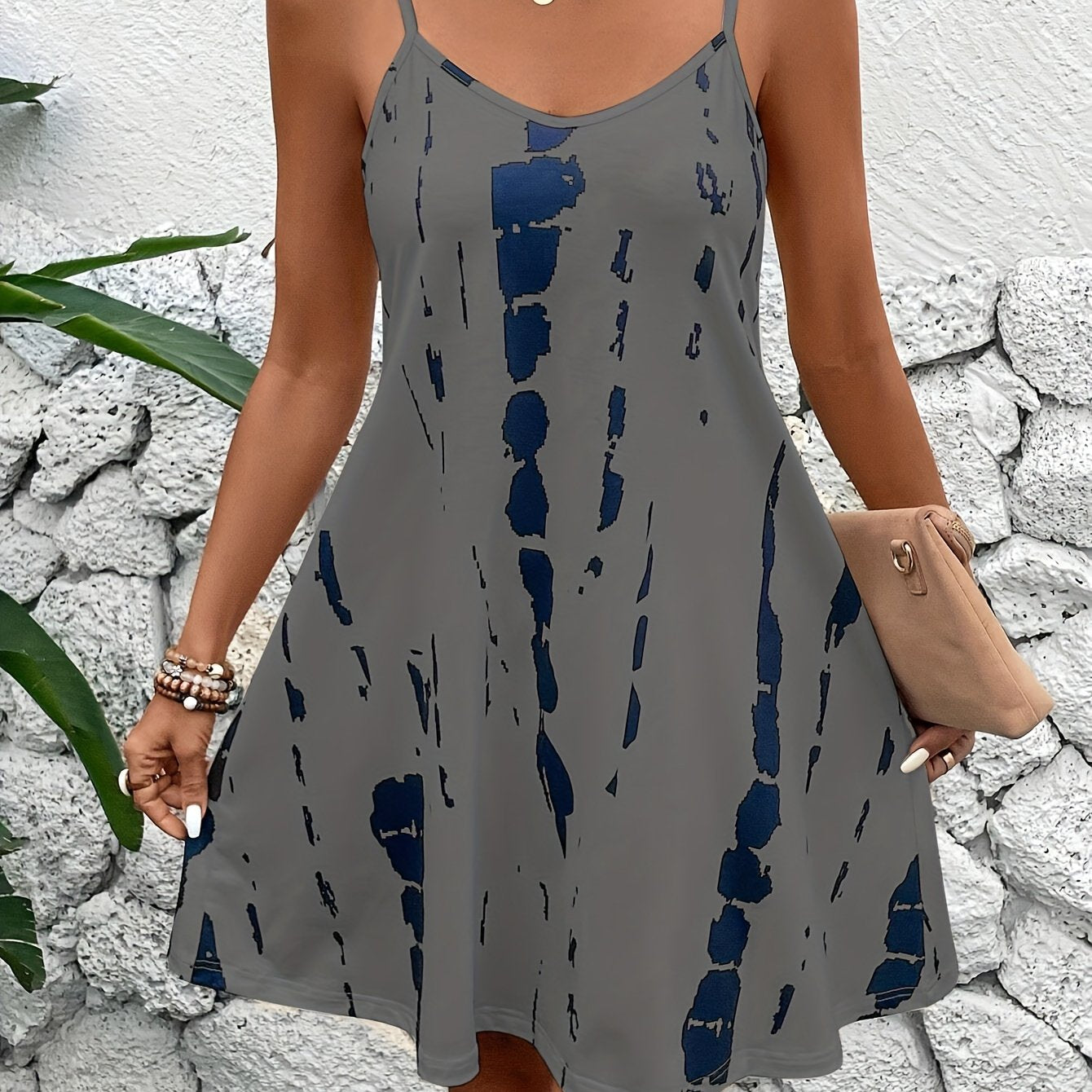 Casual lounge dress for women with tie dye print and loose fit for comfortable home wear.