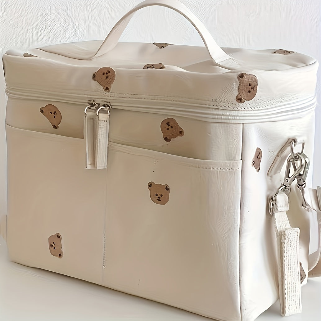 Stylish Bear Insulated Diaper Bag - Convenient Mommy Storage with Milk Cooler Compartment, Perfect for Strollers