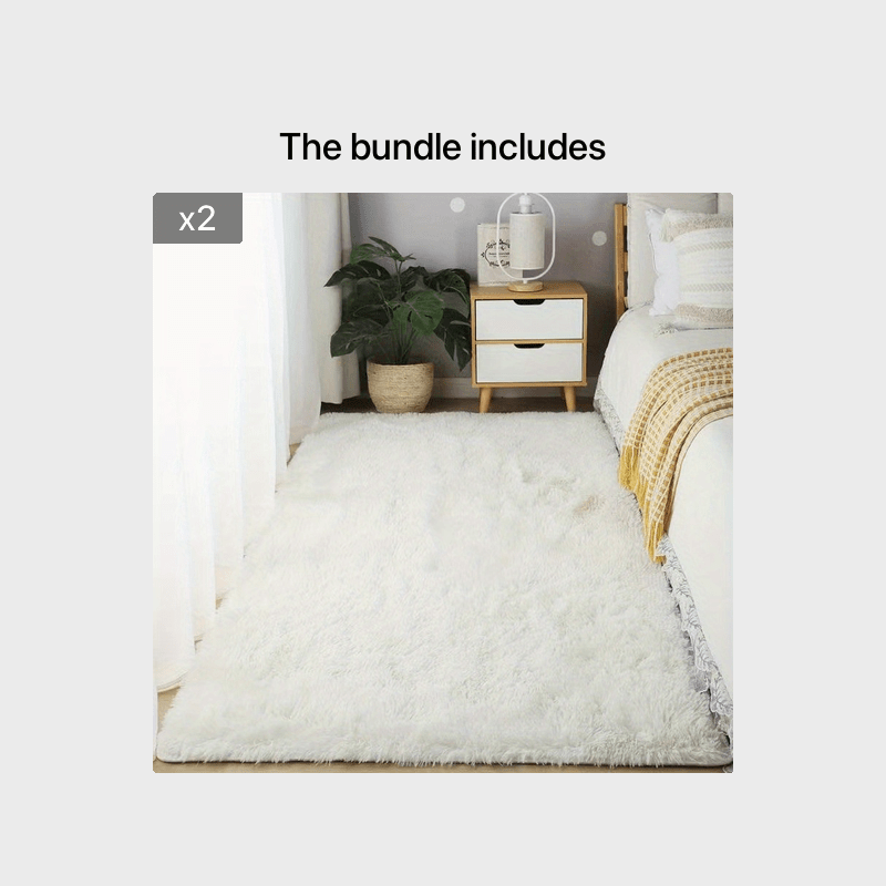 Soft, fluffy shag area rug perfect for living room or bedroom decor. This non-slip machine washable carpet adds luxury and coziness to any space.