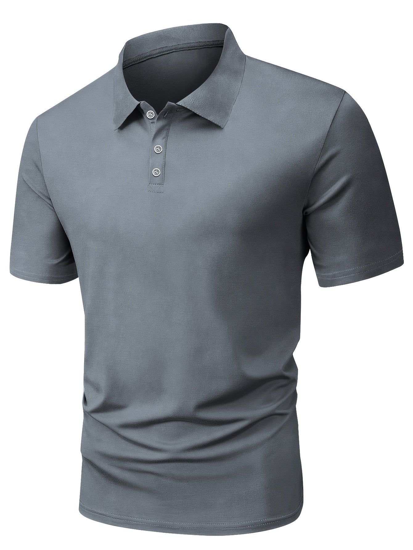 Classic blue men's shirt made of comfortable polyester, perfect for summer activities, machine washable.