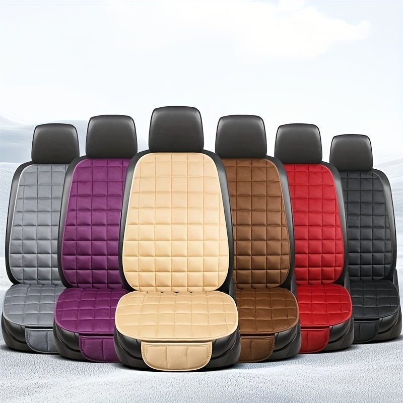 Velvet plush car seat covers with breathable protective pads for universal car interior.